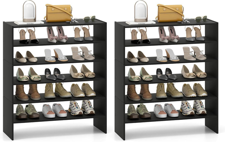 3-in-1 Shoe Rack, 5-Tier Shoe Organizer, Wood Storage Shelf for Shoes