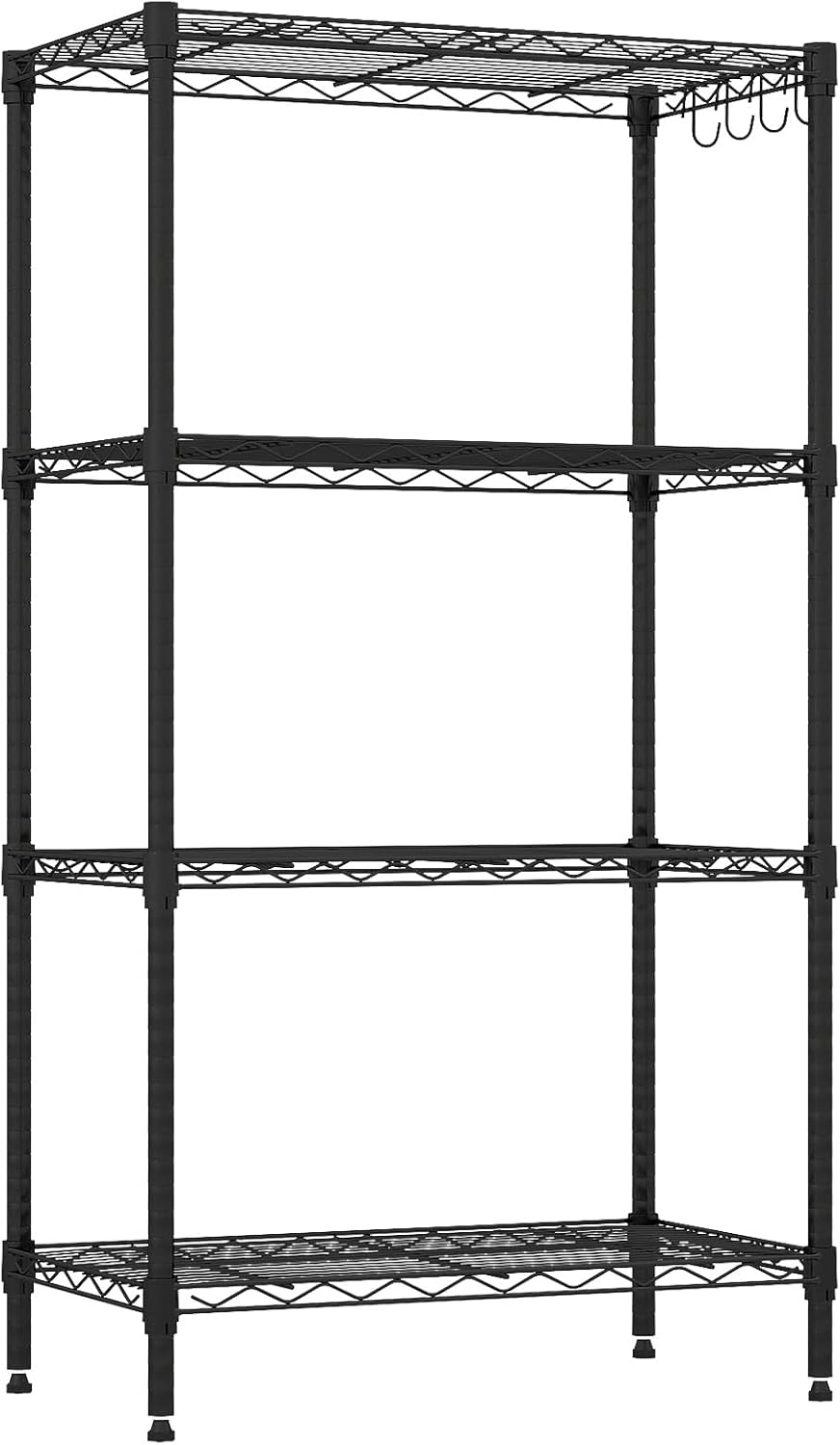 Giantex Storage Shelves Adjustable Wire Shelf Rack w/4 Removable Hooks