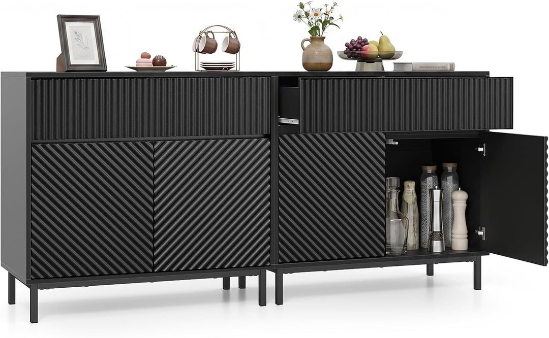Giantex 32" Wide Coffee Bar Console Table with 2 Doors and 1 Drawer (1/2)