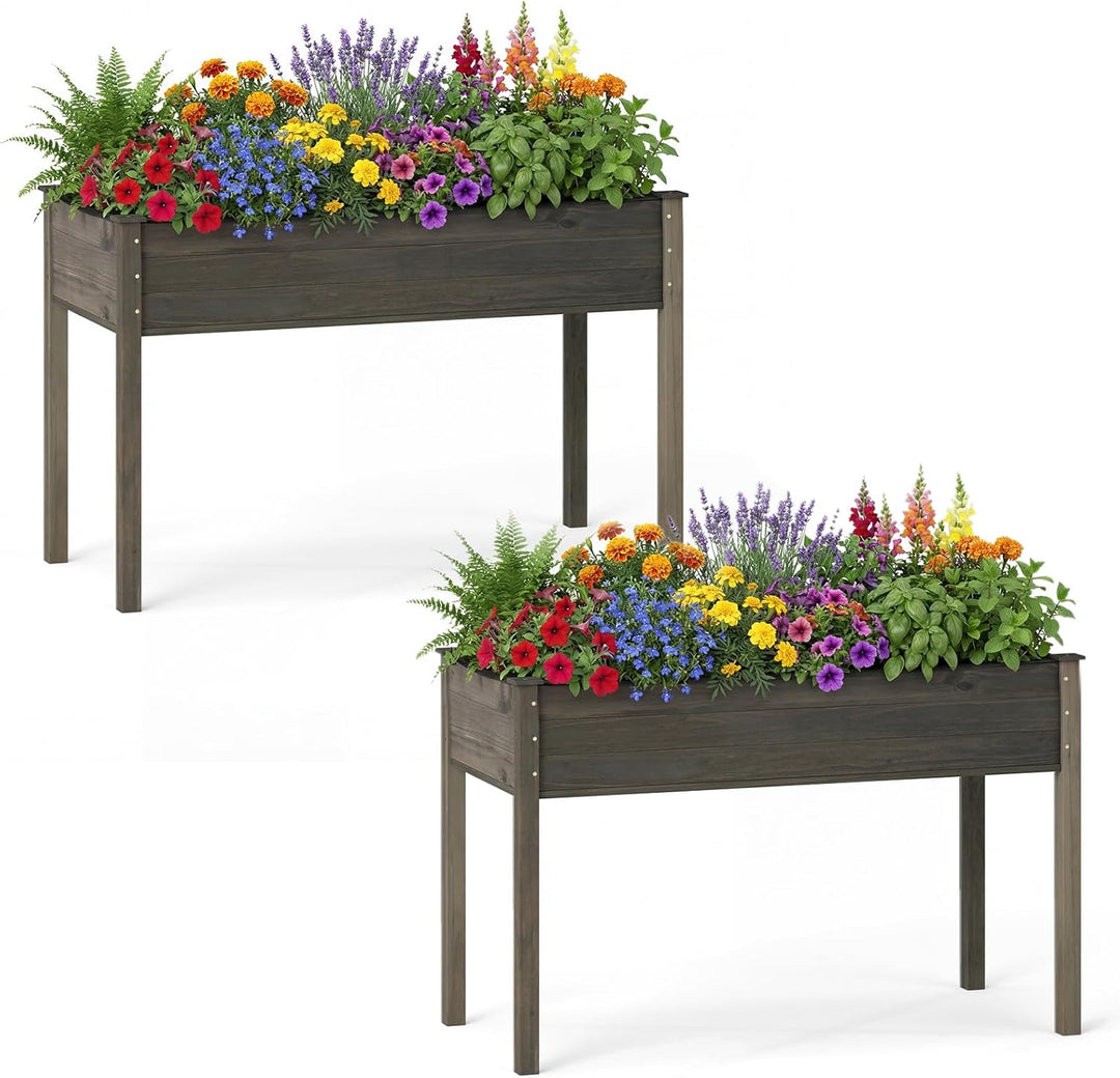 Giantex Solid Pine Wood Planter Box w/Legs