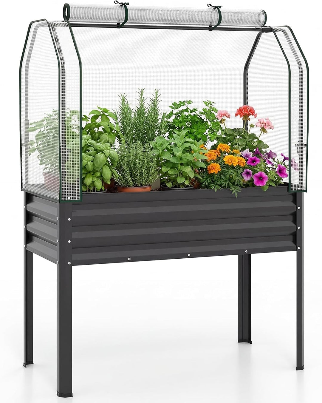 Giantex Raised Garden Bed with Legs &amp; Greenhouse Cover (1/2)