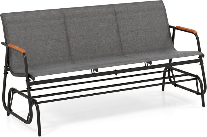 Giantex 3-Person Swing Gliding Loveseat with Curved Teak Armrests