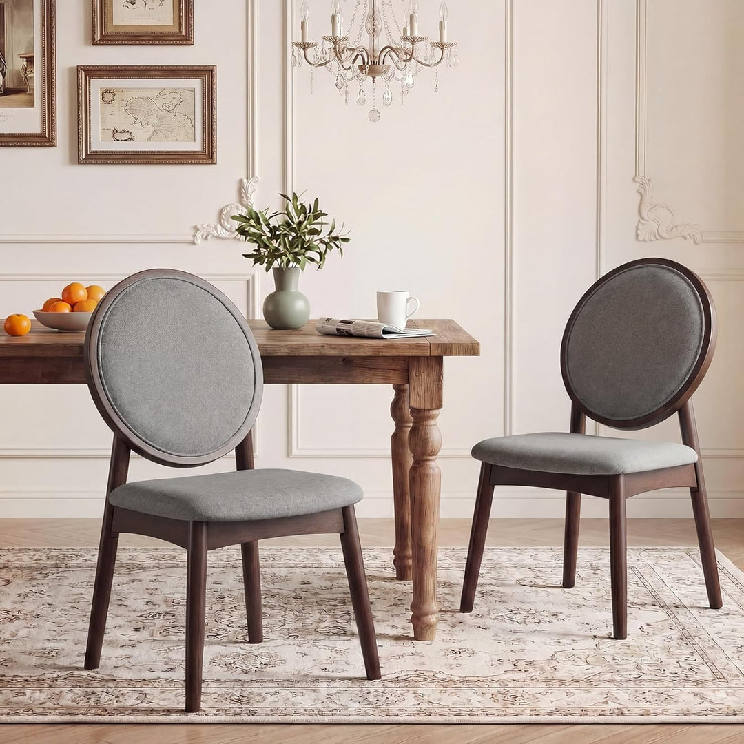 Giantex Set of 2/4 Upholstered Linen Fabric Kitchen Side Chairs with Padded Seat