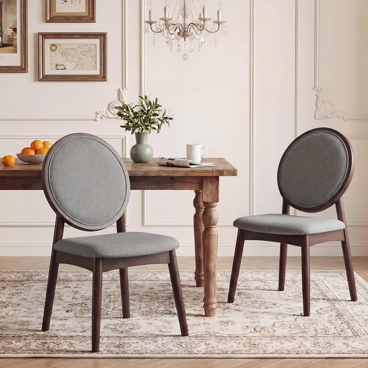 Giantex Set of 2/4 Upholstered Linen Fabric Kitchen Side Chairs with Padded Seat