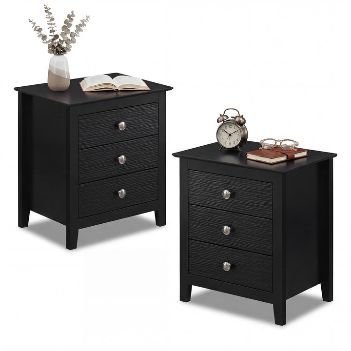 Giantex 3-Drawer Night Stand Set 1/2 22’’ Compact Sofa End Couch Side Table