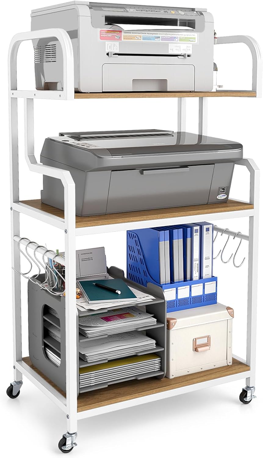 Giantex 3-Tier Rolling Printer Stand with Storage Shelves