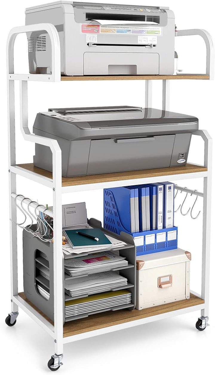 Giantex 3-Tier Rolling Printer Stand with Storage Shelves