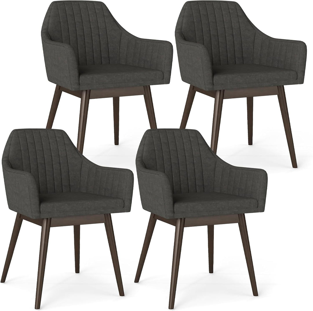 Giantex Upholstered Dining Chairs Set of 2/4 Mid Century Kitchen Chairs with Wrap-Around Backrest