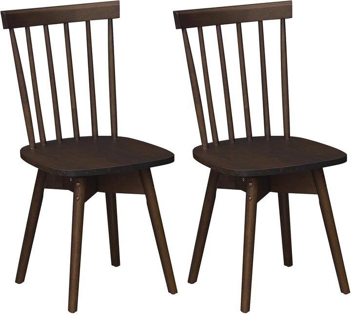 Giantex Windsor Mid Century Rubber Wood Kitchen Chairs with Swivel Seat &amp; Spindle Back (2/4)