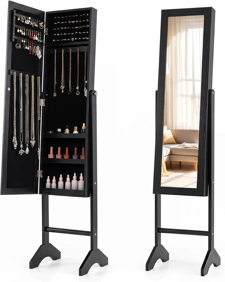 Giantex Freestanding Jewelry Armoire with Full Length Mirror &amp; Ring Slots