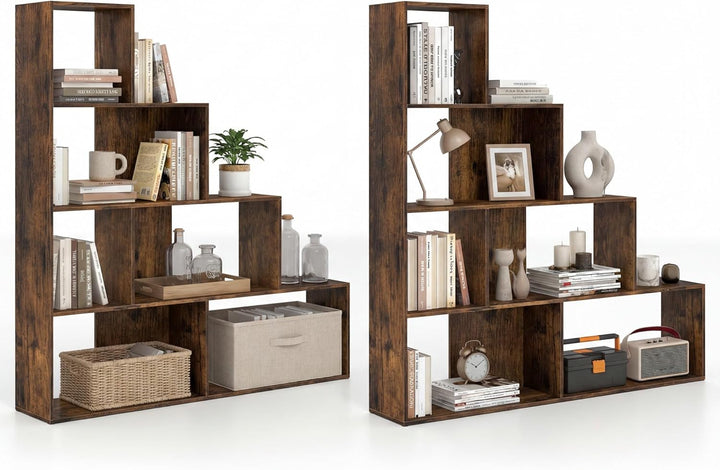 Giantex 6 Cube Geometric 4-Tier L-Shaped Bookcase with Cubes (1/2)