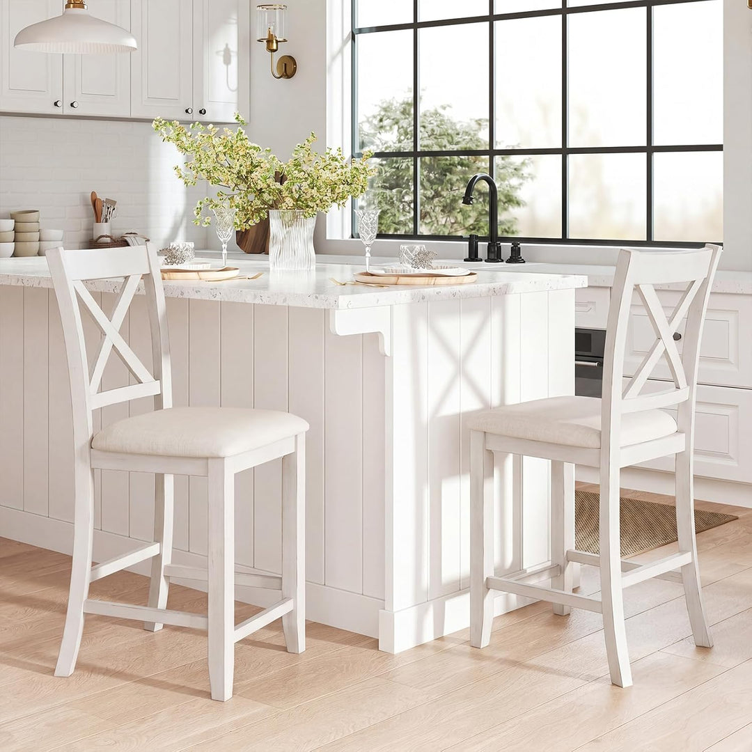 Giantex Farmhouse Counter Height Bar Stools with Footrest (2/4)