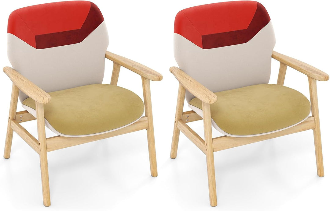 Giantex Upholstered Side Armchair with Spacious Backrest