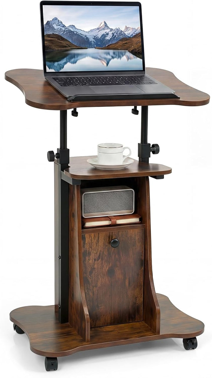 Giantex Mobile Podium Stand | Height Adjustable Laptop Computer Cart w/Tilting Top (1/2)