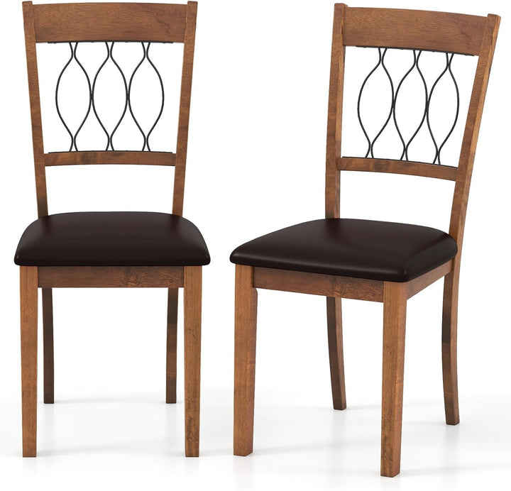 Giantex Dining Chairs Set of 2/4 Fabric Upholstered Armless Kitchen Chairs w/Hollowed Backrest