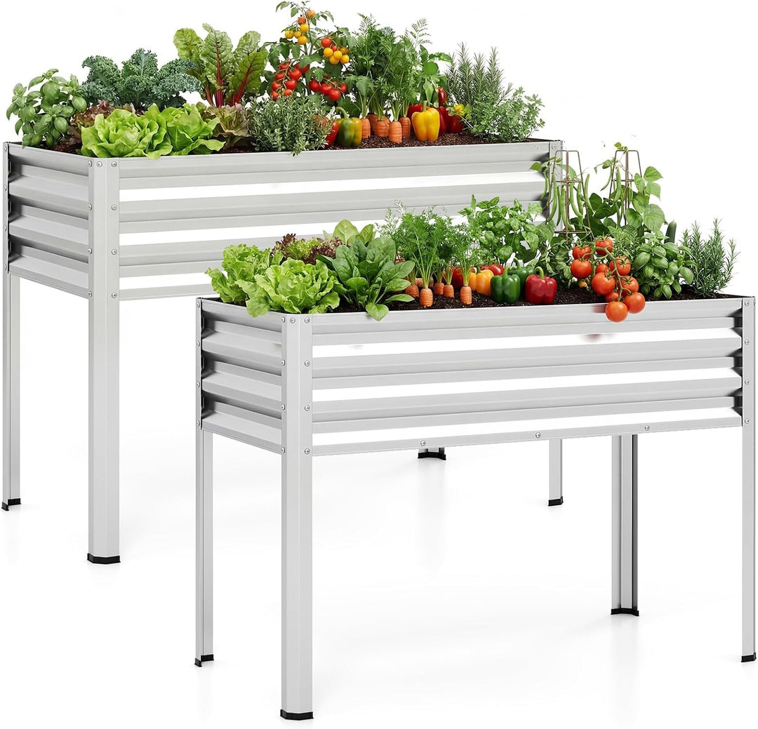 Giantex 44" x 22" x 32" Metal Large Elevated Planter Box for Vegetable Flower Fruit Herb (1/2)