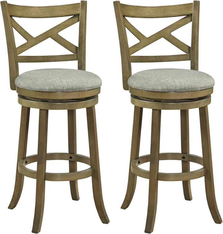 Giantex Wood Swivel Bar Stools Set of 2/4 with Backrests and Wood Frame