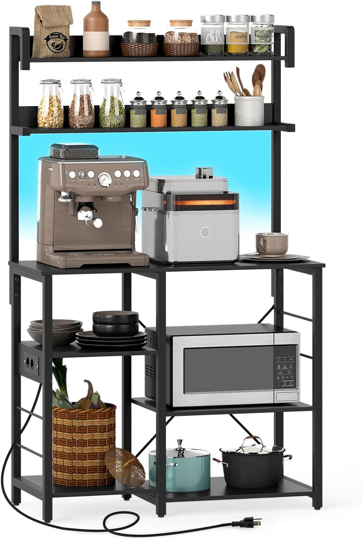 Giantex Bakers Rack with Power Outlet and LED Lights