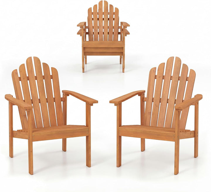 Giantex Outdoor Patio Stackable Adirondack Chair with Slatted Backrest &amp; Seat (1/2/4)