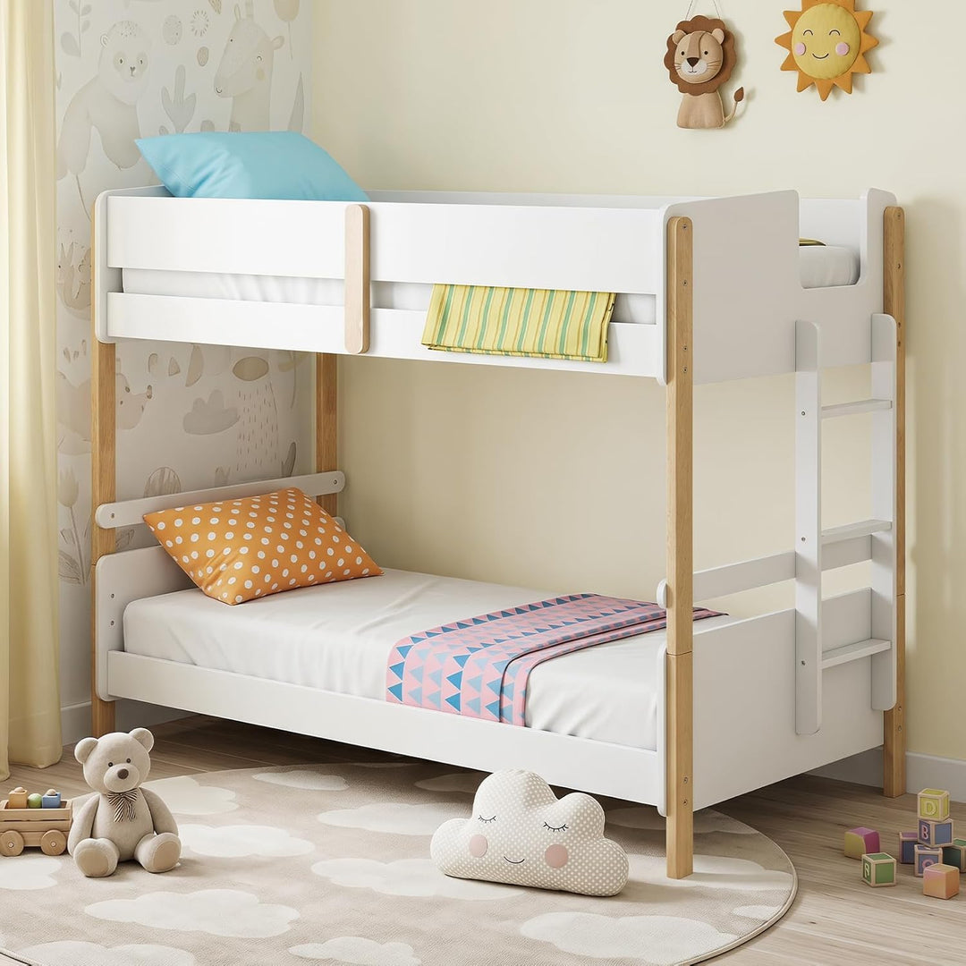 Giantex Twin Over Twin Bunk Bed with Ladder for Kids Teens Bedroom