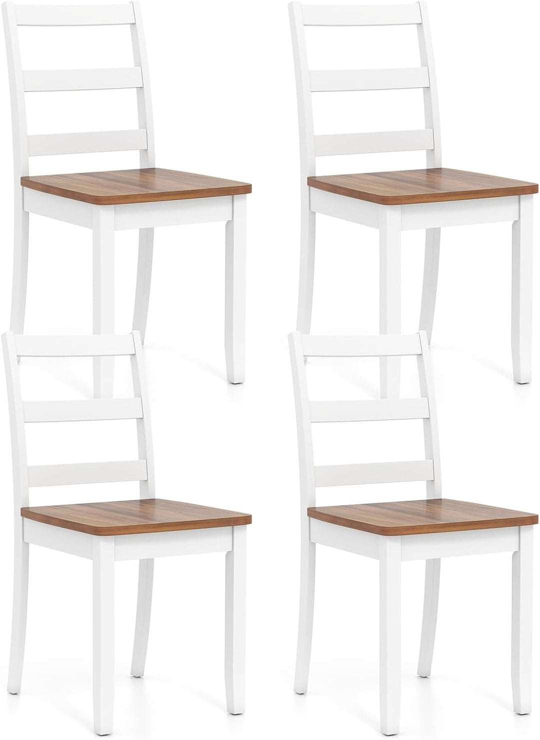 Giantex Wood Dining Chairs Set of 2/4 - Wooden Armless Kitchen Chairs with Solid Rubber Wood Legs