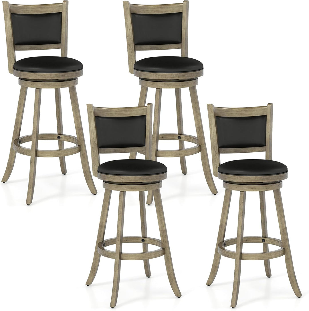 Giantex Accent Wooden Swivel Back Counter Height Bar Stool, Fabric Upholstered Design