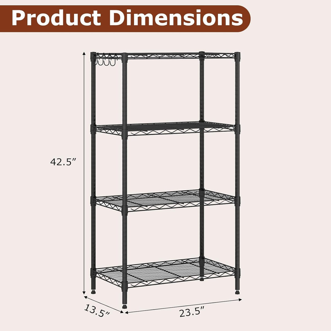 Giantex Storage Shelves Adjustable Wire Shelf Rack w/4 Removable Hooks