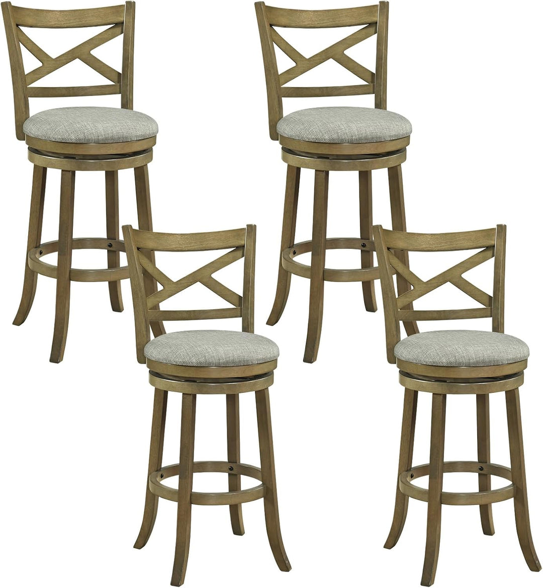 Giantex Wood Swivel Bar Stools Set of 2/4 with Backrests and Wood Frame