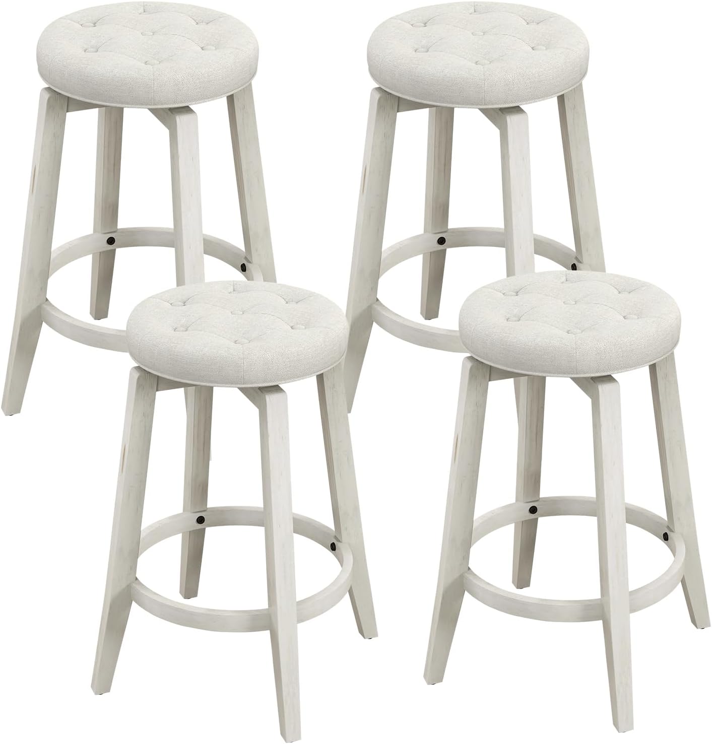 Giantex Swivel Bar Stools Set of 2, 30" Bar Height Stools w/Tufted Seat & Rubber Wood Frame