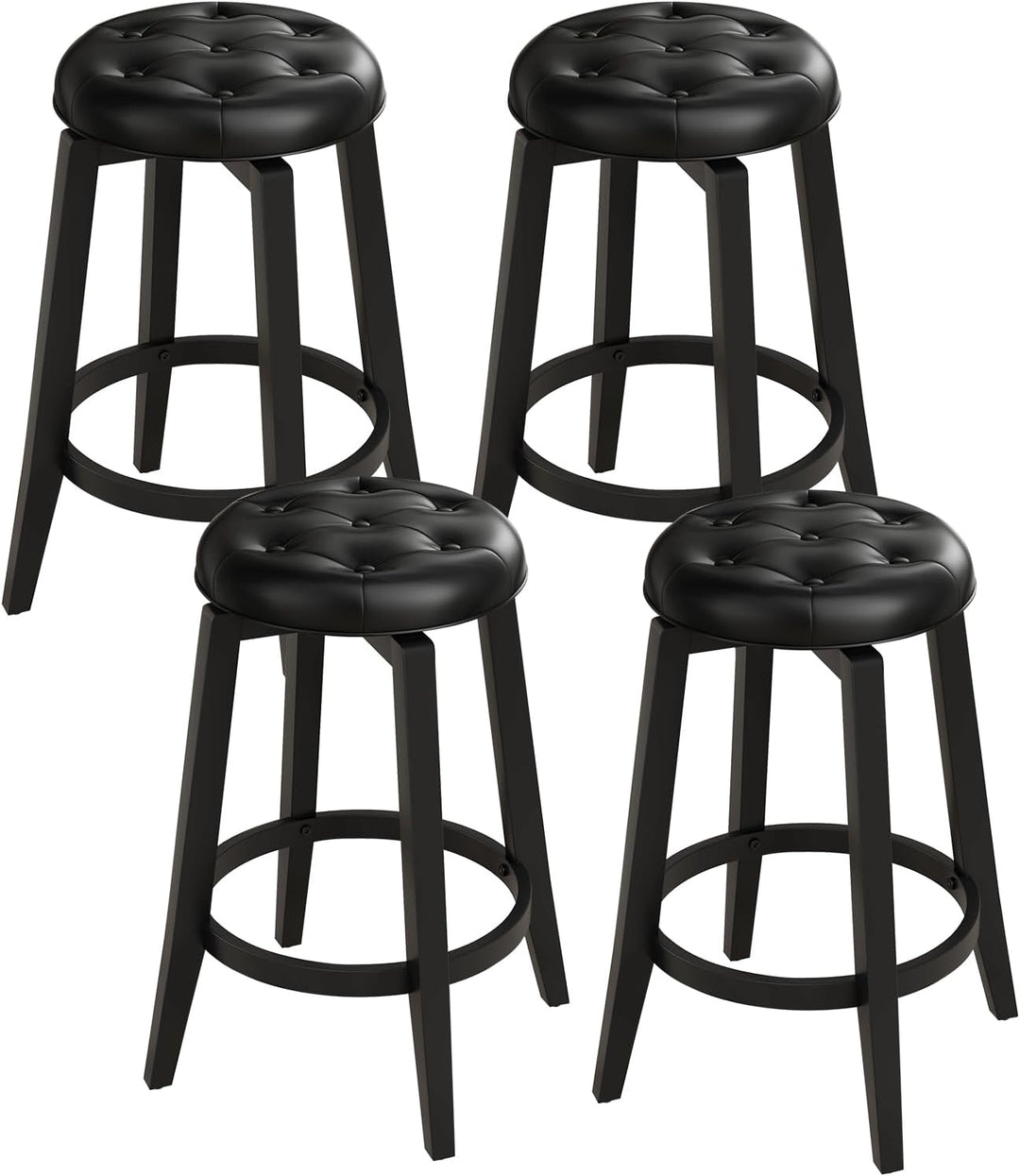 Giantex Swivel Bar Stools Set of 2, 30" Bar Height Stools w/Tufted Seat & Rubber Wood Frame