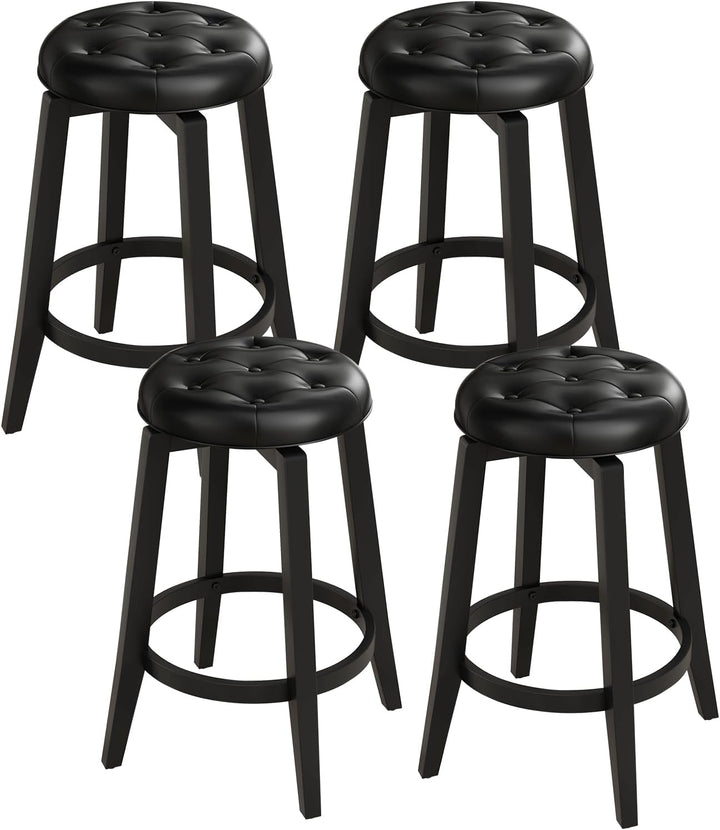 Giantex Swivel Bar Stools Set of 2, 30" Bar Height Stools w/Tufted Seat & Rubber Wood Frame