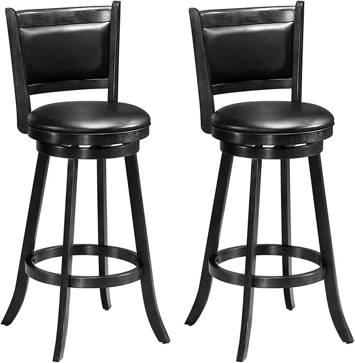 Giantex Accent Wooden Swivel Back Counter Height Bar Stool, Fabric Upholstered Design