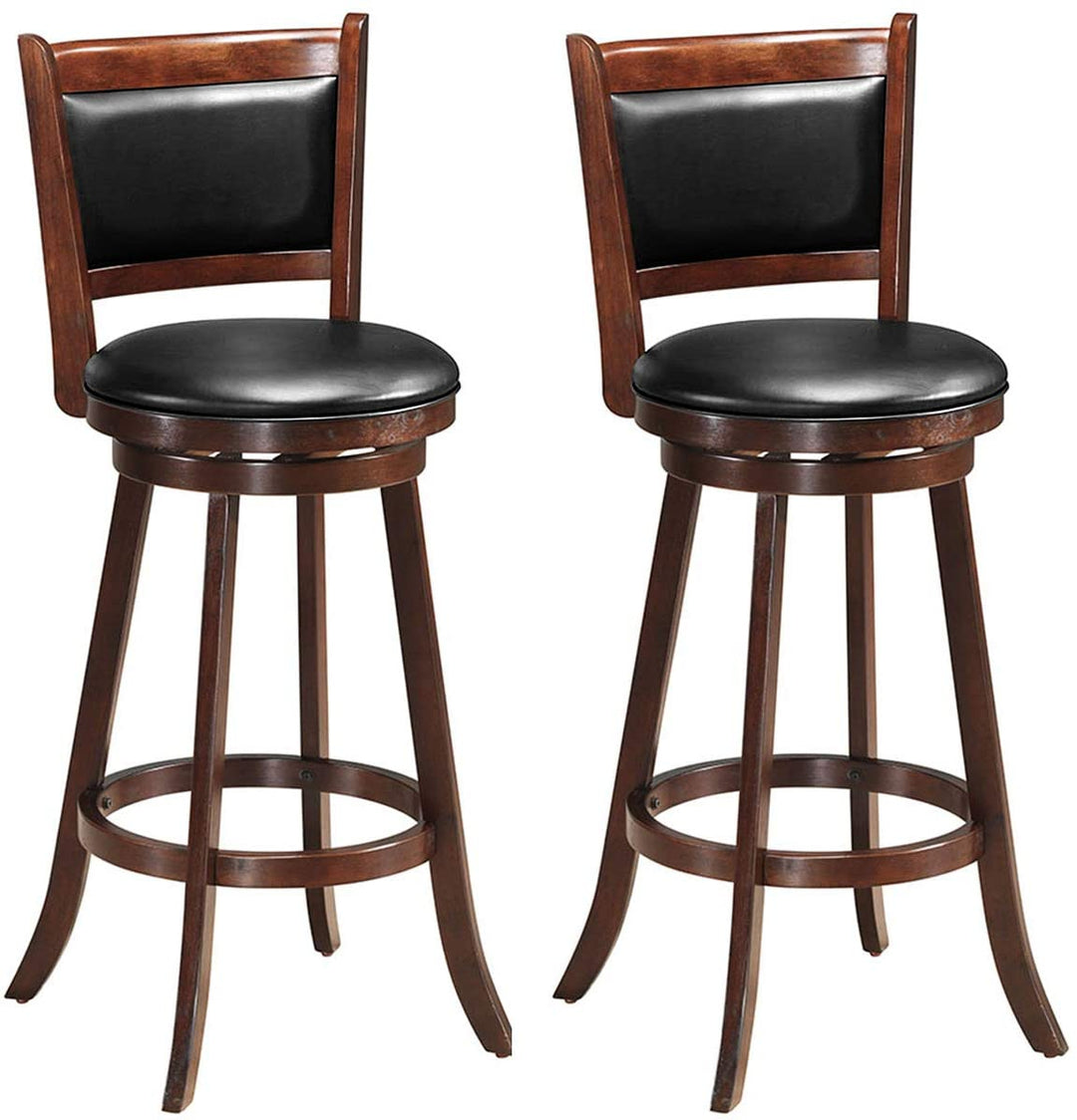 Giantex Accent Wooden Swivel Back Counter Height Bar Stool, Fabric Upholstered Design