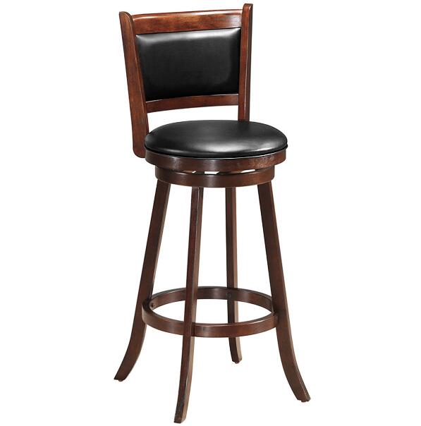 Giantex Accent Wooden Swivel Back Counter Height Bar Stool, Fabric Upholstered Design