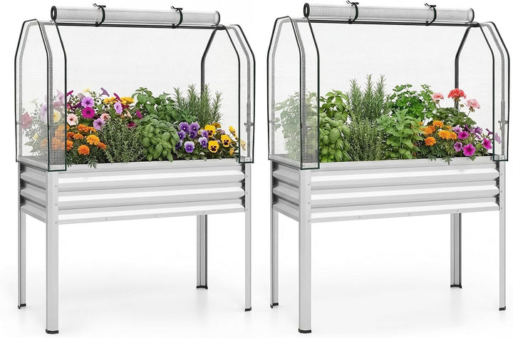 Giantex Raised Garden Bed with Legs &amp; Greenhouse Cover (1/2)