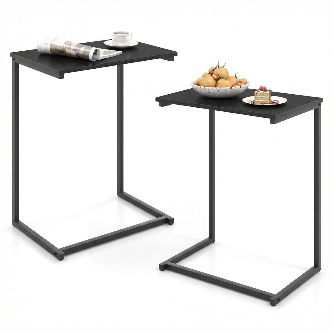 Giantex C Shaped End Table, 26.5" Slide-Under Couch Table for Laptop Coffee Snack