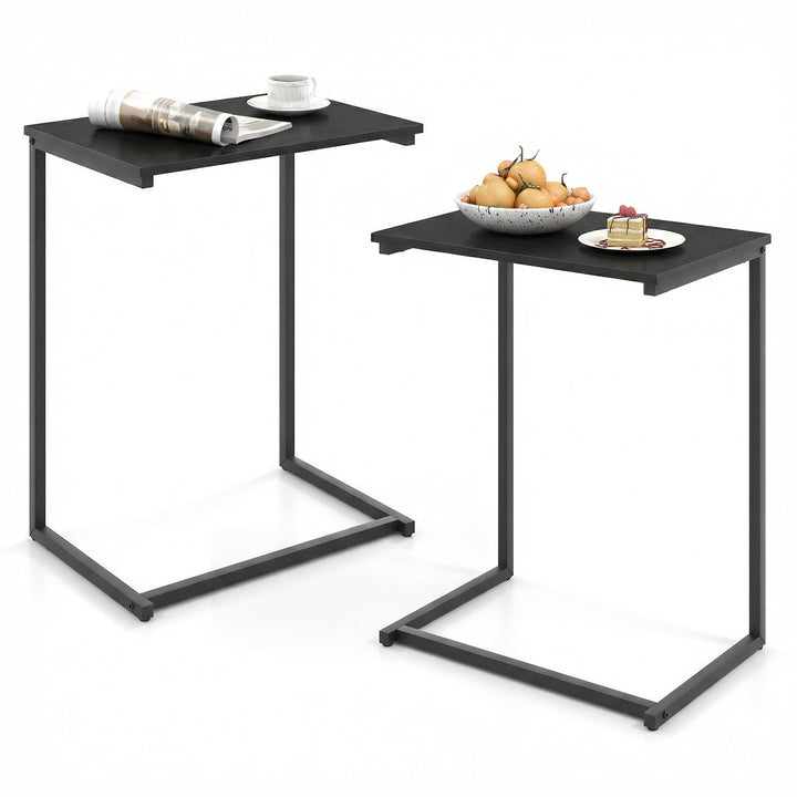 Giantex C Shaped End Table, 26.5" Slide-Under Couch Table for Laptop Coffee Snack