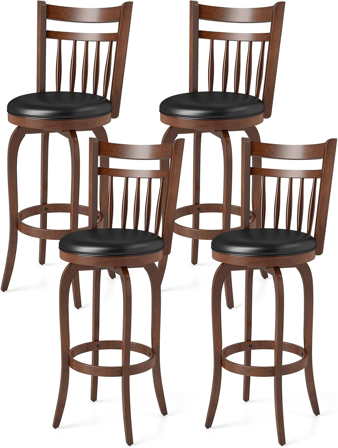 GIANTEX Swivel Bar Stools Set of 2, 24 Inch Counter Height Barstools | 360° Rotating Bar Chairs w/Footrest