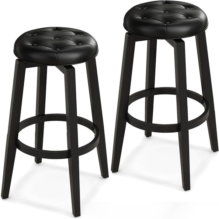 Giantex Swivel Bar Stools Set of 2, 30" Bar Height Stools w/Tufted Seat & Rubber Wood Frame