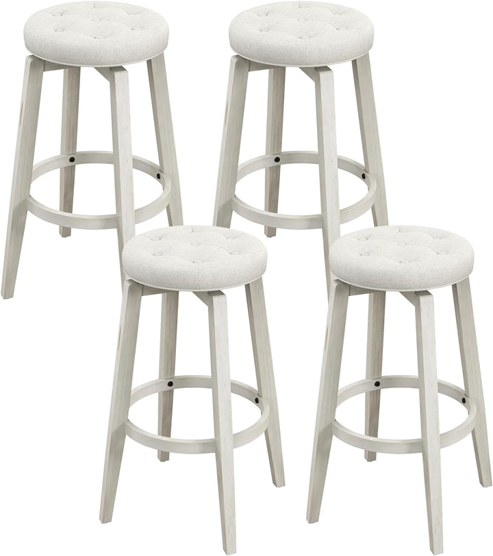Giantex Swivel Bar Stools Set of 2, 30" Bar Height Stools w/Tufted Seat & Rubber Wood Frame