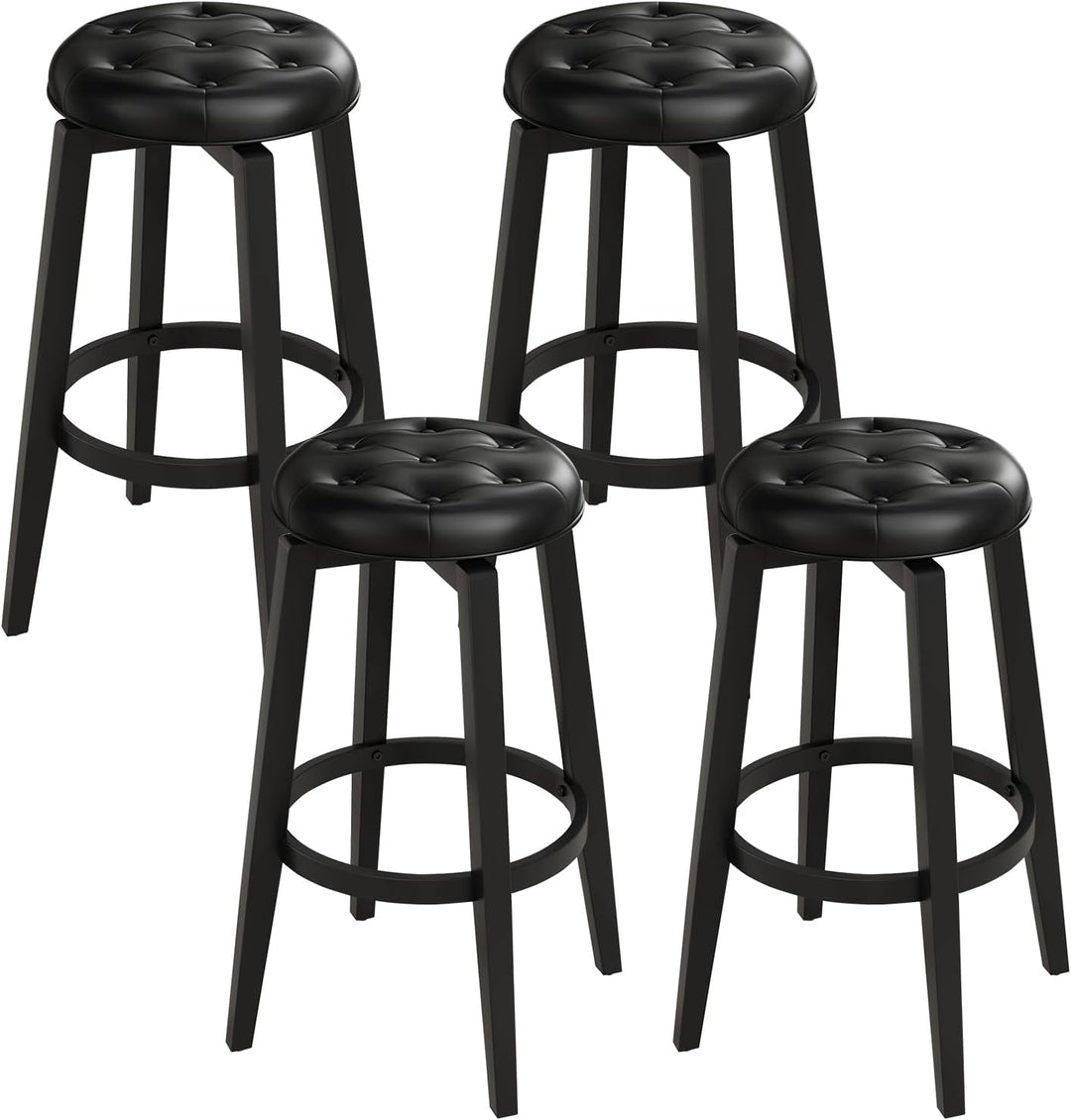 Giantex Swivel Bar Stools Set of 2, 30" Bar Height Stools w/Tufted Seat & Rubber Wood Frame