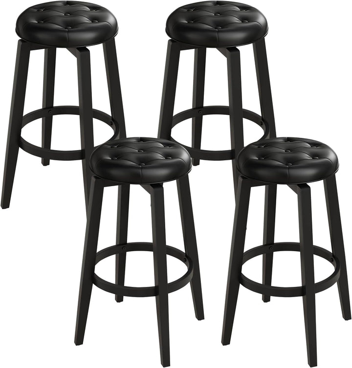 Giantex Swivel Bar Stools Set of 2, 30" Bar Height Stools w/Tufted Seat & Rubber Wood Frame