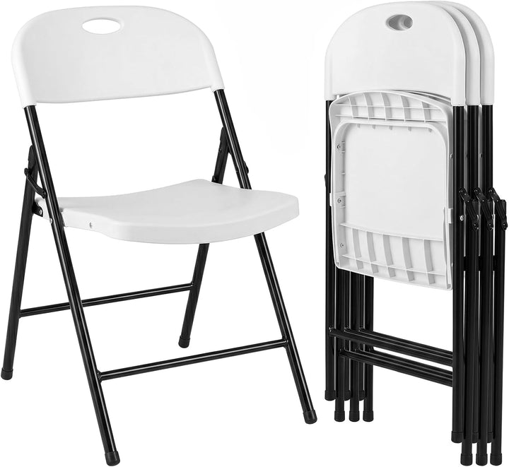 Giantex Plastic Folding Chair | Portable Stackable Commercial Seats with Ergonomic Backrest