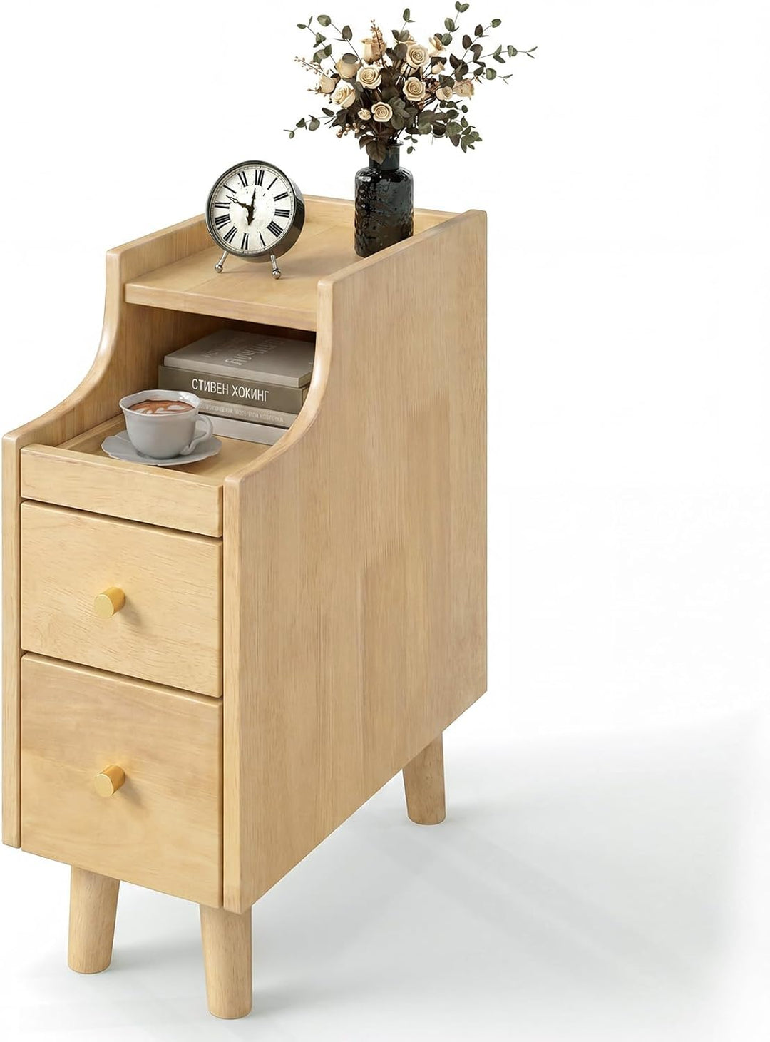 Giantex Narrow Nightstand with 2 Drawers for Small Spaces (1/2)
