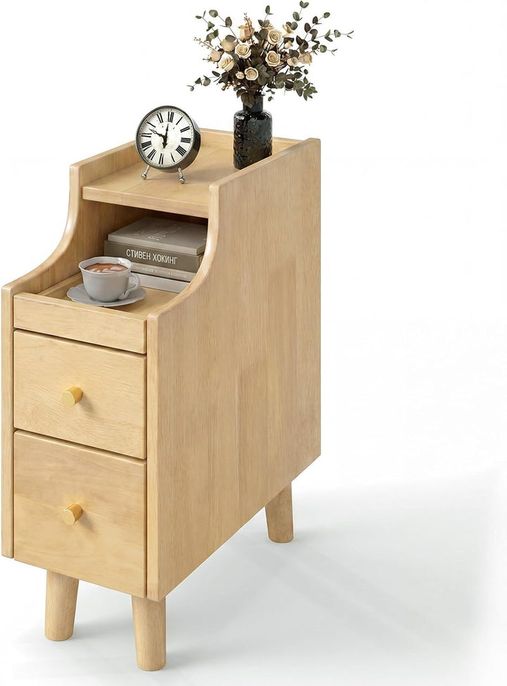 Giantex Narrow Nightstand with 2 Drawers for Small Spaces (1/2)