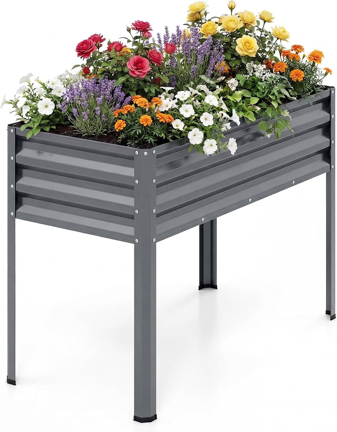 Giantex 44" x 22" x 32" Metal Large Elevated Planter Box for Vegetable Flower Fruit Herb (1/2)