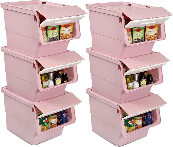 Giantex Plastic Stackable Storage Bins with Lids &amp; Wheels