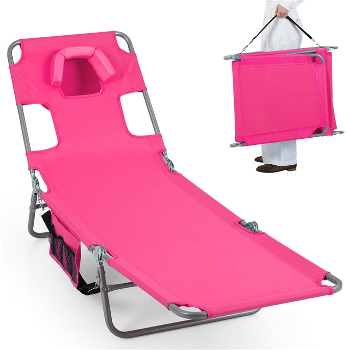 Giantex Folding Tanning Chair with Face Hole &amp; 5-Position Adjustable Backrest (1/2)