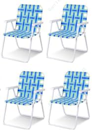 Giantex Folding Lawn Chairs Set of 6 Outdoor Portable Beach Chair W/Stable Steel Frame