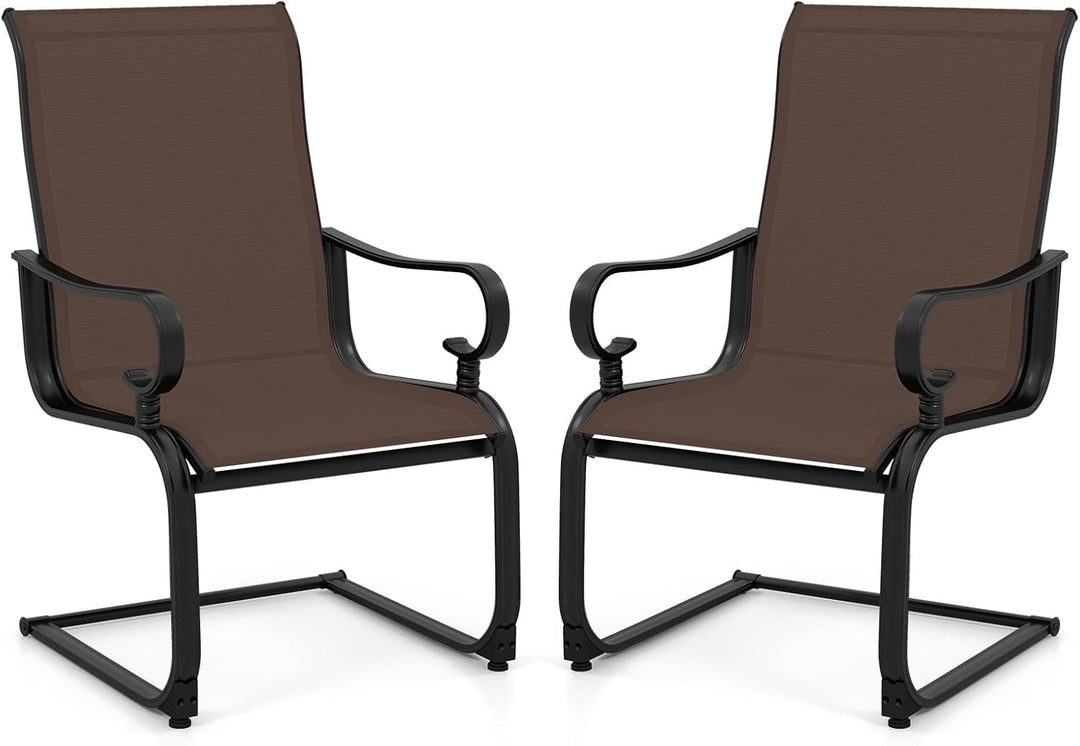 Giantex Patio Dining Chairs Set of 2/4 | High Back Outdoor Patio Chairs with Metal C Spring Frame